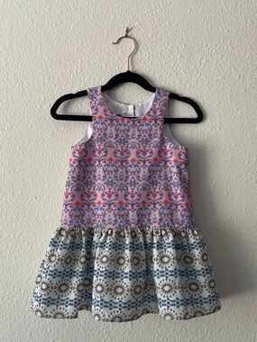 Pippa & Julie Girls 3T Dress Pink Blue Floral Mixed Print Fit Flare Party